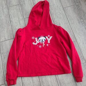 Disney Mickey Mouse “JOY” girls Red Holiday Hoodie Sweatshirt Size M
